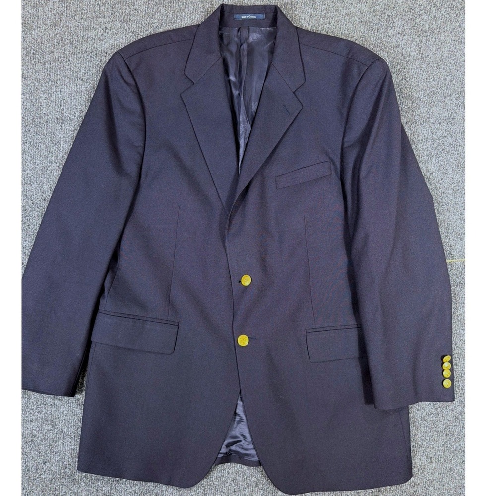 Polo University Ralph Lauren Navy Blue Wool Blazer Gold Crest Buttons 46L Canada
